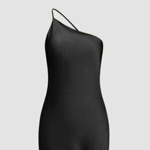 Commense Moonlight Open Back Satin Slit Long Dress (black, medium)